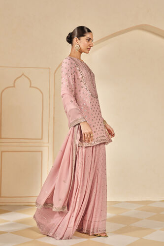 Zynah Handcrafted Badla Sharara Set - Blush, Blush, image 2